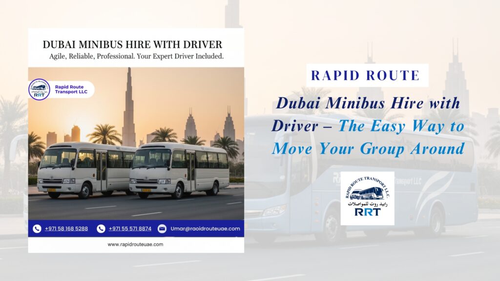 White high-roof minibus with driver in Dubai – ideal for small group airport transfers and corporate shuttles