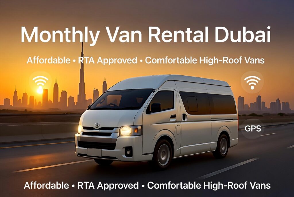 Modern white high-roof van for monthly van rental Dubai