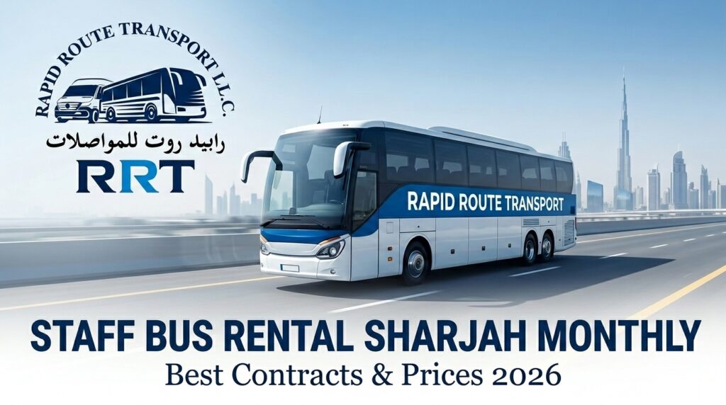 staff bus rental Sharjah monthly contract modern air conditioned bus for factory workers 2026